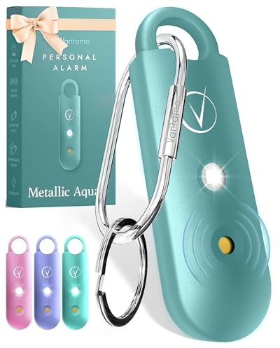 Vantamo Taschenalarm Extra Laut 130dB Mit 2 Lautsprechern Für Selbstverteidigung Frauen, Hell Taschenlampe & Batteriewarnung, Alarm Für Frauen Unterwegs Mit Schlüsselanhänger