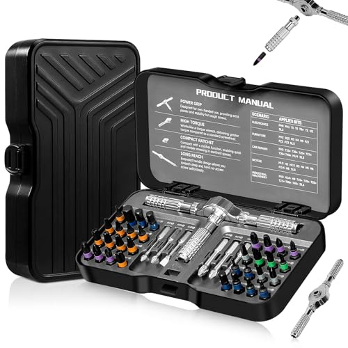 Jeu de Tournevis a Cliquet 40 en 1,Tournevis de Precision,Kit Tournevis | Tournevis Torx Comprenant Des Embouts En Acier Allié S2, Cliquet Magnétique, Tige Flexible