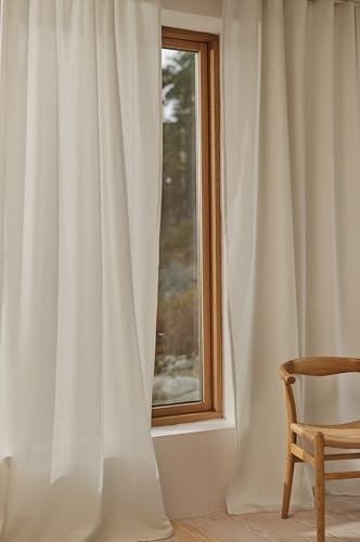 Jotex Milly Linen-Mix Multifunktionsgardine 2er-Set, Hochwertige Halbtransparente Leinen und Baumwolle Gardinen (2er-Pack) - Naturweiß, 140 x 250cm