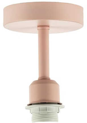 Happy Homewares Traditional Soft Blush Pink Ceiling Light Fitting for Industrial Style Light Bulbs | 12cm x 17cm | Suitable for Lamp Shades with E27 Lamp Holder