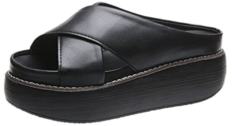 Uwdiohq Ciabatte Casa Donna Sandali Casual con Lacci Traspiranti da alla (Black, 42) Ortopediche Zeppa Ciabatte-Donna- Sabot Estivi Eleganti Corda Estive Doppia Fibbia Ciabatta Ortopedica