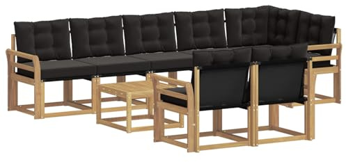 vidaXL Outdoor-Sofagarnitur mit Kissen 9 pcs Weiß und Schwarz, Gartenlounge, modernes Sofa für draußen, bequemes Terrassenmöbel, stylisches Sitzset