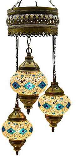 (A elegir entre 12 diseños) turco marroquí mosaico de cristal luces colgantes lámpara de techo (Medium – 2)