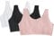Fruit of the Loom Women's Tank Style Sports Bra, Opaque, Blushing Rose/Black Hue/White, UK 14 (Pack of 3)