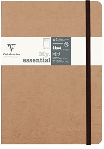 Clairefontaine 79343C Notizbuch AgeBag My Essentials, DIN A5, 14,8 x 21 cm, 96 Blatt, dot, nummeriert, 90g, 1 Stück, braun