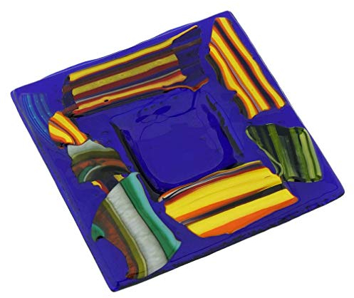 Plato Decorativo Cuadrado de Cristal de Murano - Azul