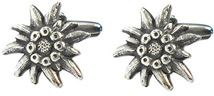 Manschettenknöpfe Edelweiss schönes Trachtenaccessoire antiksilbern geschwärzt made in Germany + grüner Exklusivbox