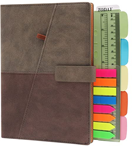 TSY Notizbuch Nachfüllbar, PU Leder Weiche Abdeckun Personal Organizer Planer, Ringbuch Reise Tagebuch mit Magnet-Verschluss Stifthalter Steckplätze für Karten und 160 Seiten (Braun, A5)