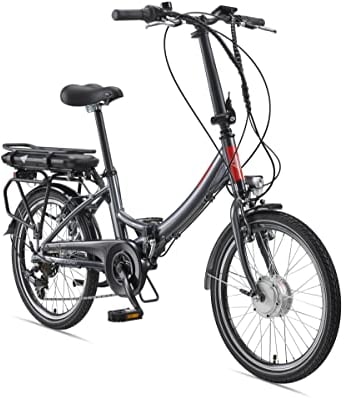 TELEFUNKEN E-Bike Klapprad Elektrofahrrad Alu, 7 Gang Kettenschaltung - Pedelec Faltrad Leicht, 250 W und 10,4 Ah / 36 V Lithium-Ionen-Akku, LCD-Display, 20 Zoll, Kompakt F810