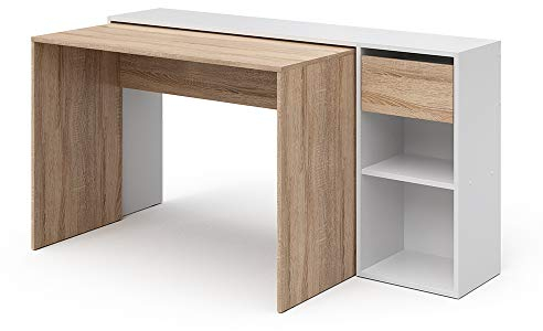 Vicco Schreibtisch Ben, Arbeitstisch für das Büro, Weiß/Sonoma, 145 x 46.4 cm