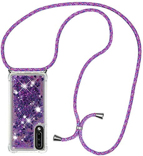 Handykette kompatibel mit für Samsung Galaxy A70 Hülle,Glitzer Hülle Flüssig Bewegende Treibsand Transparent Handyhülle - Silikonhülle, Hülle mit Band, Stylische Kette mit Hülle für Samsung A70