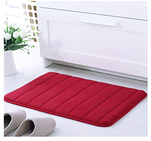 YOUCAI Memory Foam Badezimmer Badteppich Saugfähige Rutschfester Badvorleger Waschbar Badematte Verdickt Badezimmerteppich Weich Badeteppich Flauschige Mikrofaser Badvorleger,Rot,50X80cm