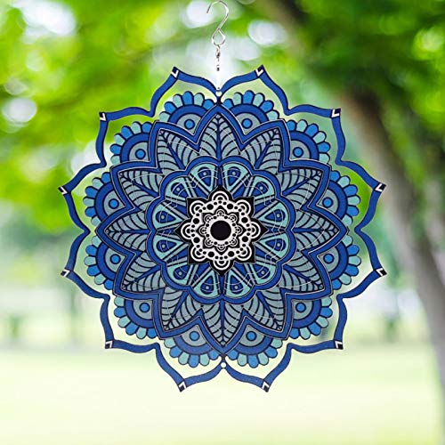 Windspiel, Gartendekoration, 3D-Edelstahl, Metallskulpturen, kinetisch, zum Aufhängen, Mandala-Dekorationen, Hinterhof, Außen- und Innenbereich, Terrasse, Ornamente, Sonnenfänger, Windmühle