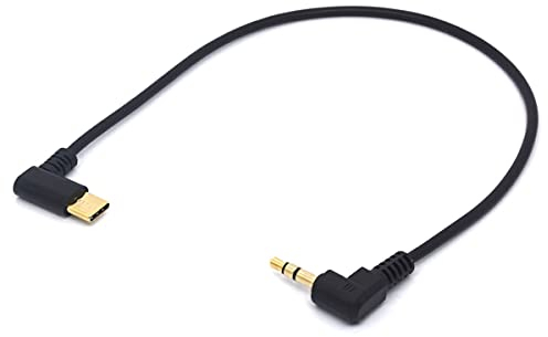 USB Type C to 3.5mm Cable, 90 Degree Angled USB-C Male to 3.5mm Male Audio Aux Adapter Cord Car Stereo for Google Huawei (Type c to 3.5mm TRS)
