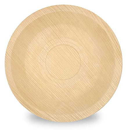 NATURE FIRST ApS | Platos desechables de hoja de palma | 25 unidades | Platos biodegradables de forma redonda | 8 pulgadas – 20 cm | Vajilla 100% natural de hoja de palma.