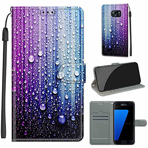 TOMYOU Hülle für Samsung Galaxy S7, Stoßfestes Flip-Holster, Premium Leder PU Handyhülle，Flip Case Wallet mit [Magnetic Closure] für Samsung Galaxy S7