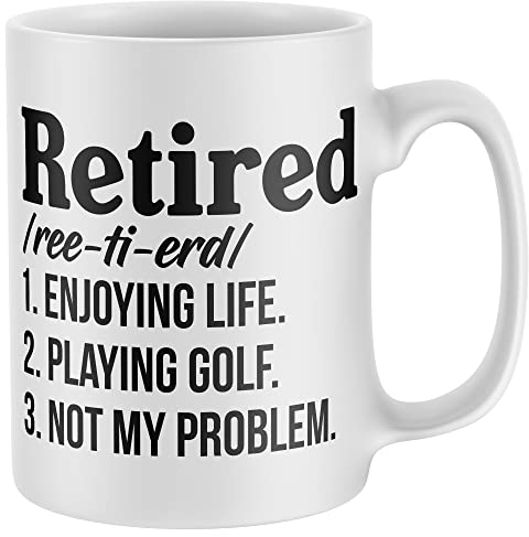 Purple Print House Funny Golf Playing Retired Definition Coffee Mug, Golf Retirement Gift, Retirement Gifts for Men, Coffee Cup, One Size, White