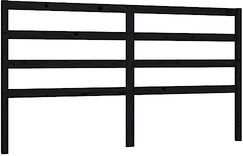 vidaXL Bed Headboard, Solid Pine Wood, Stylish Black Design, Size 206x4x100 cm