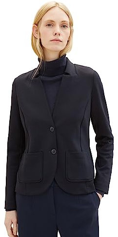 TOM TAILOR Damen 1038703 Basic Ottoman Blazer mit Taschen , 10668 - Sky Captain Blue, S