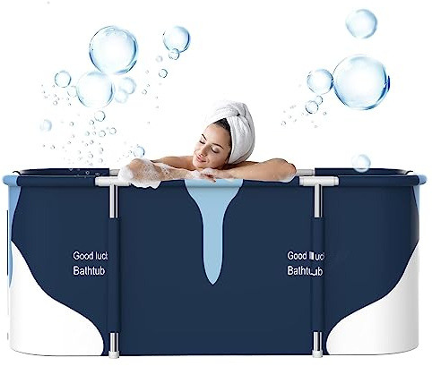 Vasca da bagno pieghevole portatile extra large da 140 cm, con telaio in metallo, per adulti, vasca da bagno pieghevole per box doccia, bagno separato per famiglia vasca SPA per bagno caldo