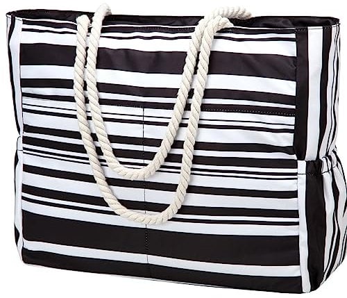 RAVUO Borsa Da Spiaggia Donna,Impermeabile Borsa Mare XXL Famiglia Borse Tote Bag Multifunzionale Borsa Spalla Shopper Bag Donna Con Cerniera Per Shopping Viaggio Sportiva