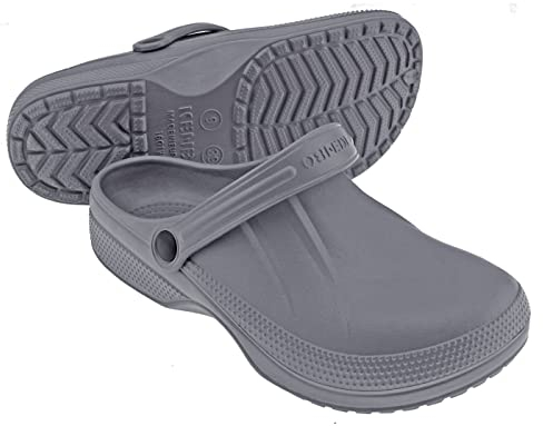 Clogs Gartenschuhe Badeschuhe Pantoletten - geschlossen - (Grey, EU Schuhgrößensystem, Erwachsene, Numerisch, Breit, 38)