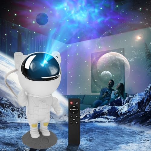 SANLION LED Sternenhimmel Projektor Kinder, Astronaut Projektor Galaxy Nachtlicht mit Timer, Fernbedienung, Planetarium Projektor für Erwachsene, Schlafzimmer Decke Dekoration Lampe, Perfekt Geschenk