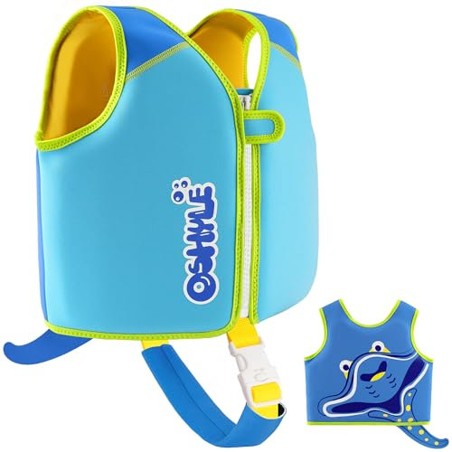 OSHYLE Chaleco de Natación de Neopreno de la Marca Premium para Niños - Flotador para el Aprendizaje de la Natación Ideal para Niños (Rays, S(1-3))