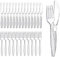 Heavy Duty Reusable Clear Plastic Cutlery Set, 200 PCS Clear Reusable Cutlery Set, 100 Fork 100 Knives Reusable Clear Cutlery(Transparent)
