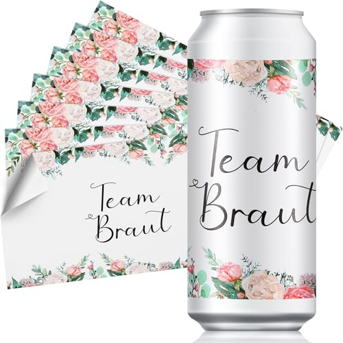 Chrisfall 15 Stück JGA Prosecco Dosen Aufkleber Hochzeit Team Braut Getränke Dosen Flaschen Aufkleber JGA Selbstklebende Sticker Banderole für Junggesellinnenabschied Hochzeit