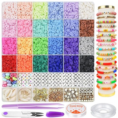 DeJivsin 6000PCS Bracelet Making Kit, Friendship Bracelet Making kit, Friendship Bracelet Kit Beads for Bracelet Making, Beads for Threading, Clay Beads, Beads for Bracelets, Beads Set