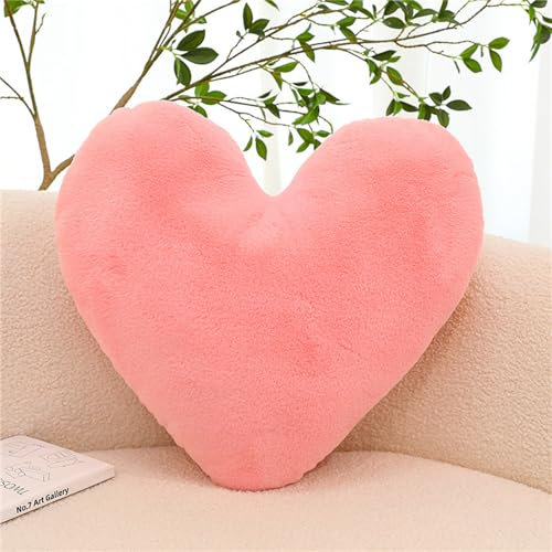 Herfair Herzkissen, Herz Kissen Kinderzimmer Decor Kuschelkissen Kinder Herzform Dekokissen Kopfkissen Kissen Zierkissen, Plüsch Kinderkissen für Kinderzimmer Sofa Dekoration (Rosa,40cm)
