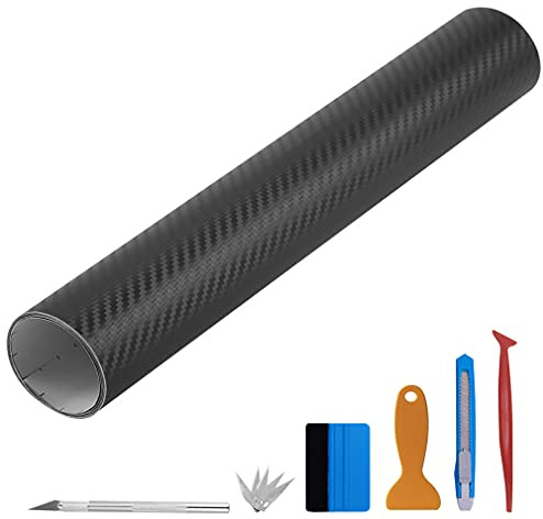 NewL Rouleau de film vinyle 3D en fibre de carbone - 30 cm x 300 cm - Noir - Film décoratif universel et autocollant pour tuning de voiture