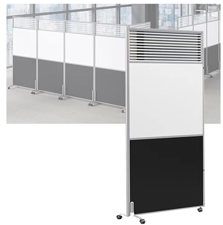 LVLDAWA Büroteiler, Klappbarer Sichtschutz Für Trennwände, Freistehender Arbeitsplatz-Wandteiler Mit Feststellbaren Rädern Für Home-Office-Wohnheime (Farbe : A, Größe : 1X1.8m)