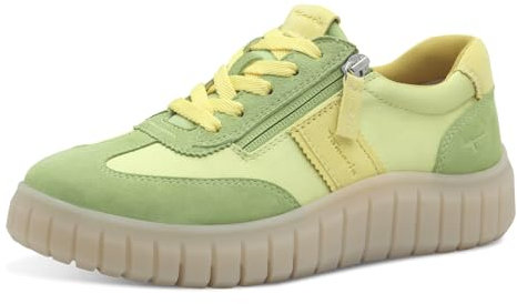 Tamaris Comfort Damen Sneaker flach mit Chunky-Sohle Low Top, Mehrfarbig (Yellow/Green), 37 EU