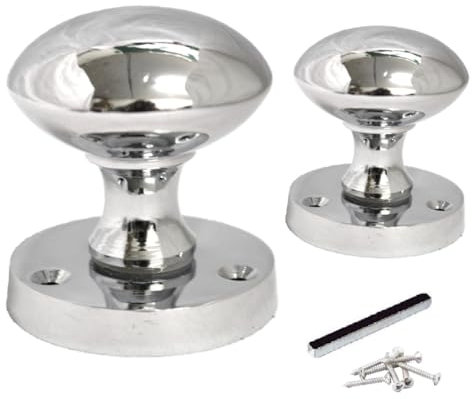 Betley Butterfly Chrome Polished Mortice Sprung Door Knob Set Pack Pair Round Victorian Door Knobs 56mm