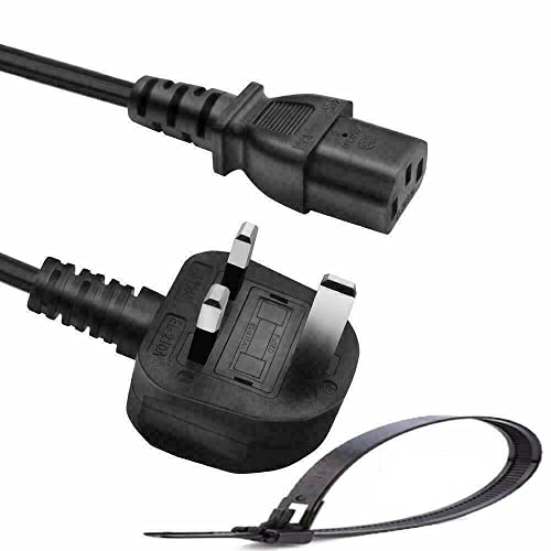 Power Cord UK Plug IEC C13 Cable (Kettle Lead) 10m Black