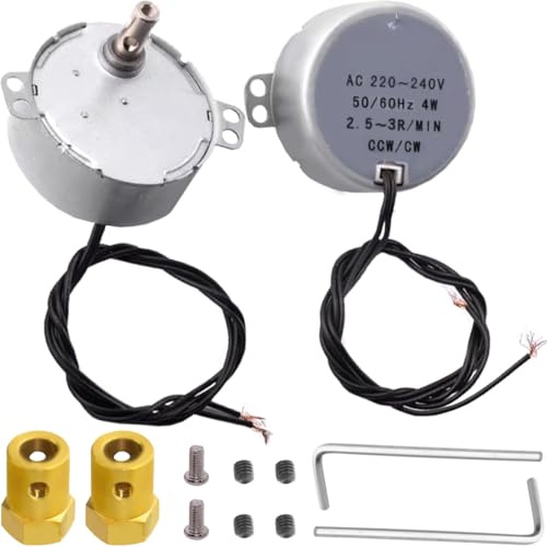 JYUDAUFU 2 Pcs TYC50 Synchronous Motor 2.5-3RPM AC 220~240V 50/60Hz 4W CW/CCW Rotary Gear Permanent Magnet Motor with 7mm Flexible Coupling Connector, for Microwave Turntable/Heater/DIY/Cup Turner