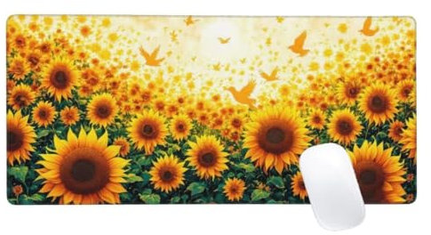Oiseau Tapis de Souris XXL 900x400mm, Tapis de Souris Fleur, Tapis Souris pour Clavier et Bureau, Étendu Tapis de Souris Gamer, Lavable Surface,Base Antidérapante,Améliorer Précision et Vitesse Z2-764