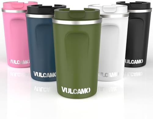 Termo Café 380ml/13oz - Taza Térmica Sin BPA, Vaso de Acero Inoxidable Antigoteo Para Llevar, Bebidas Frías o Calientes, Travel Mug (Verde)