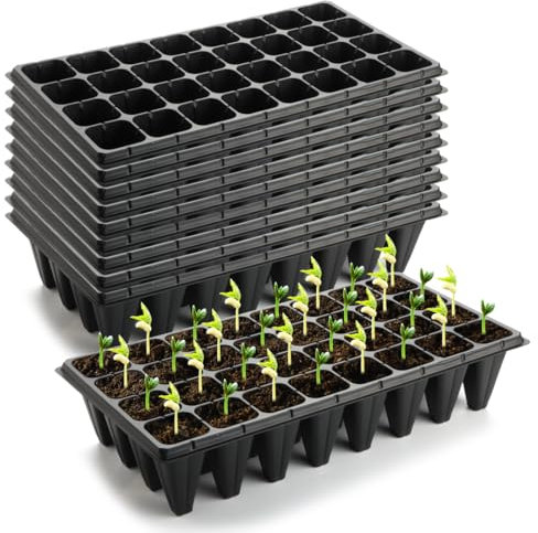 RooTrimmer 10 Pack 32 Cell Seed Starter Trays - Extra Deep 4.33 Plastic Nursery Trays, 20 x 10，Fits Standard 1020 Flats