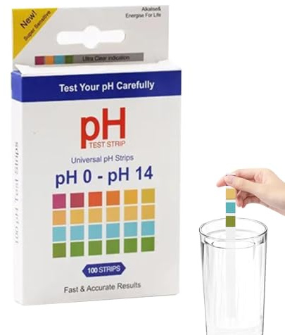 PH -Teststreifen - PH0-14 Zuverlässige Genauigkeit Lackmuspapier | 100 Strips Wellness -Überwachung Wasserqualitätsteststreifen | PH -Balance -Teststreifen zur Überprüfung des Urin -pH -Werts | Wasser