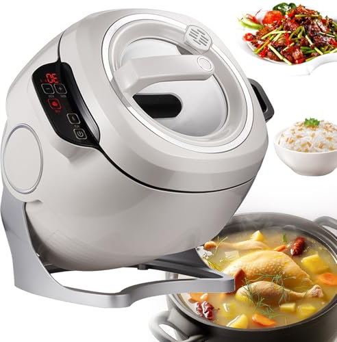 Wok Automático Profesional - Robot de Cocina 6L con Sistem Giratorio Continuo, Tecnología Inducción 3D, Inicio 1 Toque para Restaurantes/Hogares