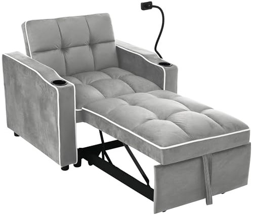 Taoplay Modern Multifunctional Sofa Bed & Couch Convertible Schlafsofa - Ideal for Living Room, Bedroom, Office - Sofa mit schlaffunktion - AntikGrau