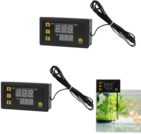 Thermostat Numérique LCD W3230 avec Contrôleur de Température DC 12V 20A - Plage de Régulation de -50 à 110 Degrés Celsius, Sonde et Alarme Haute Température (Lot de 2 Pièces)Sécuritaire et pratique