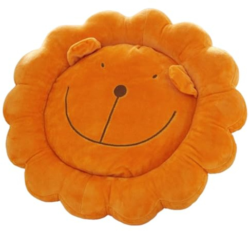Xiyocadt Runde Cartoon Kinder Sitzkissen, 45 * 45 * 5cm Cartoon Tier Emoticon Stuhlkissen, Dicke Memory Foam Bodenkissen Schmerzlinderung Sitzauflage für Büro Auto Hause Schule (Oranger Löwe)