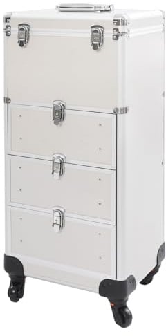 Kosmetikkoffer Trolley mit 3 Schublade, Friseurkoffer Professionell Make Up Koffer Nägel Koffer mit Rollen Abschließbar Schminkkoffer Damen für Reise Kosmetikerin Friseurerin