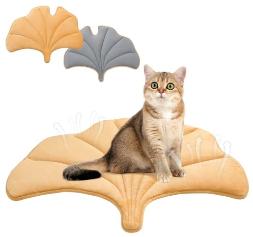 KOOLTAIL Upgrade Self Warming Cat Bed for Winter, Reversible Extra Cozy Pet Sleeping Blanket Pad for All Season, Thicken Self Heating Puppy Mats with Thermal Foil for Crate, Floor, Outdoor, Gingko