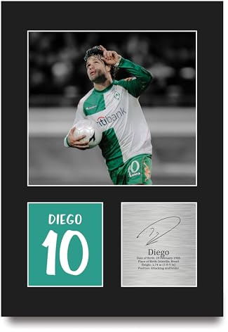 HWC Trading Diego Werder Bremen Geschenke Gedrucktes Signiertes Autogramm Foto für Fußball Anhänger and Fans - A4 Porträt
