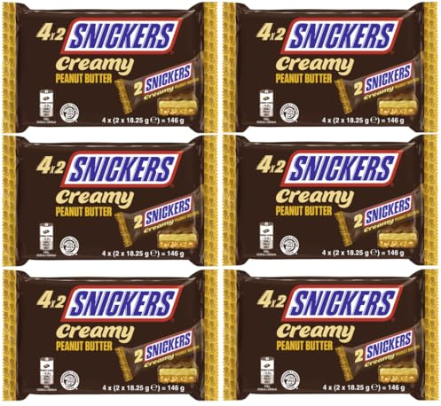 Snickers Multipack Duo Creamy Peanut Butter 6 Packungen (876g) I Schokoriegel I Erdnussbutter I Erdnuss I Riegel I Süßigkeiten I Süßes I Schokolade